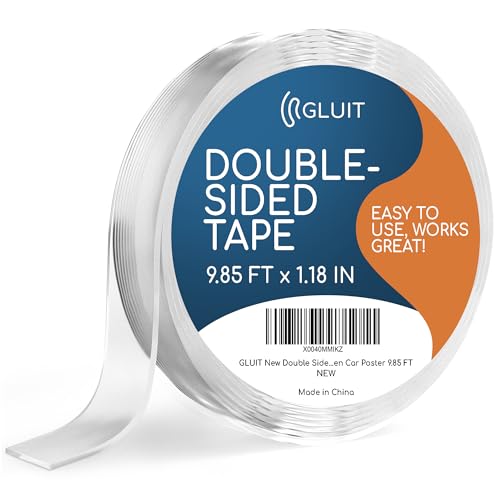 GLUIT Premium Double Sided Tape Heavy Duty 17.5 lbs Reusable Adhesive Removable Washable Multipurpose Mounting Tape Gel Grip Tape Carpet Tape for Home Office Kitchen Car Poster