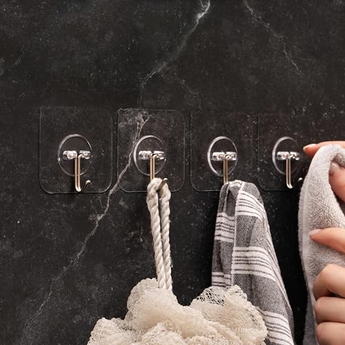 GLUIT Adhesive Hooks Heavy Duty 22 lbs Robe Towel Hooks Waterproof Adhesive Wall Hooks for Home Bathroom Kitchen Office and Outdoor