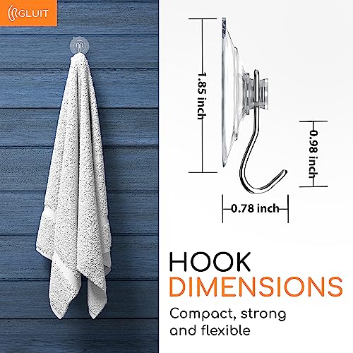 GLUIT Suction Cup Hooks Wall Hangers for All Purposes Stainless Steel Nail-Free Hooks