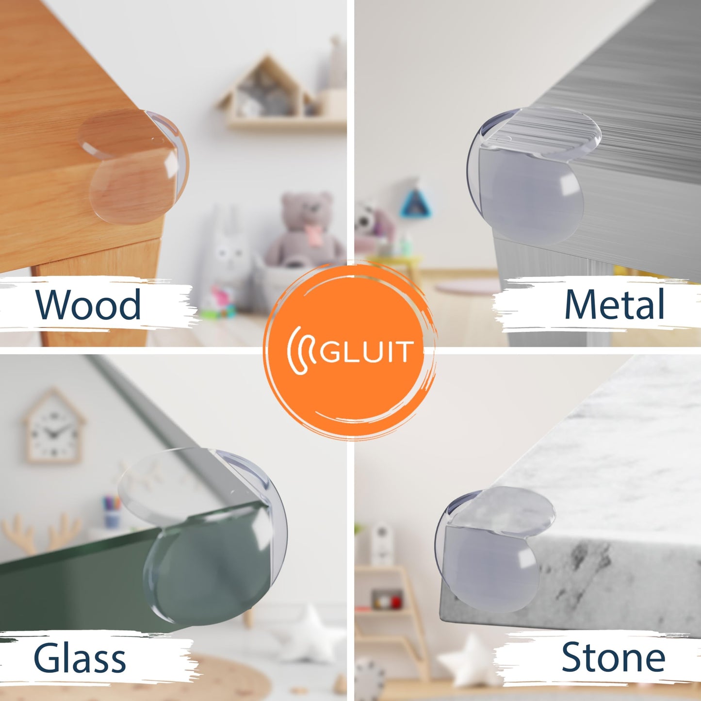 GLUIT Corner Protector Baby – Table Edge Protectors and Safety Covers for Kids, Clear Child Proof Corner Guards for Furniture, Cabinets, Coffee Tables, and Sharp Corners