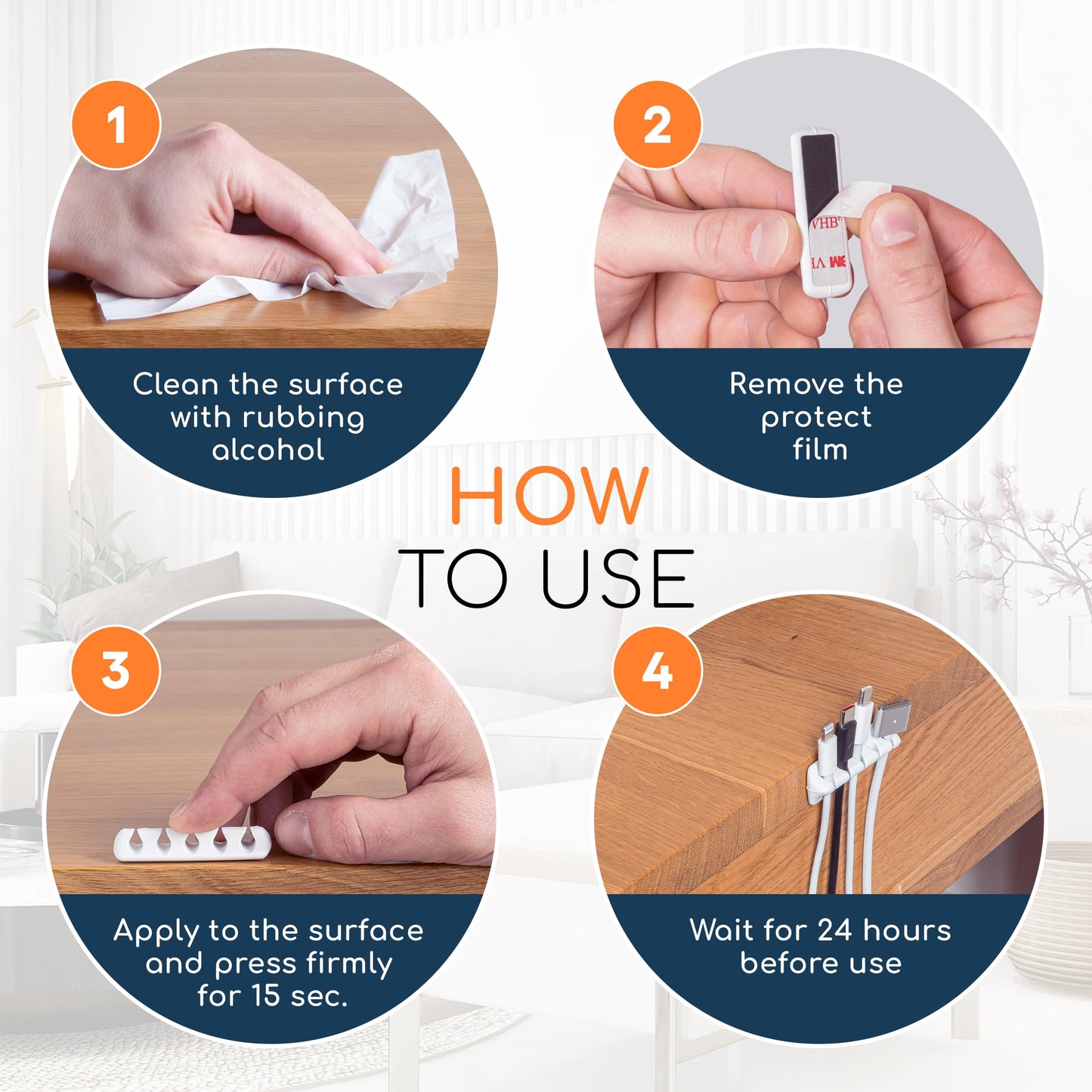 GLUIT Adhesive Desktop Cable Organizer Versatile Cord Holders Wire Clips and Cable Holder Cord Organizer for Desk Table Accessories Office Spaces, 5 Pack