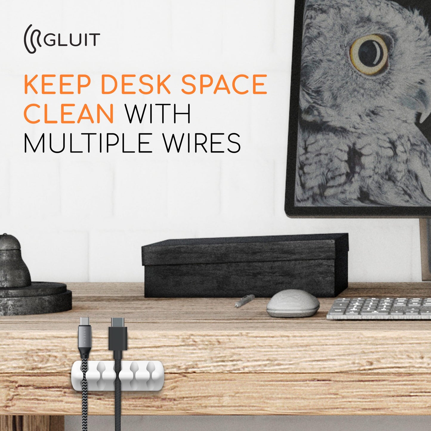 GLUIT Adhesive Desktop Cable Organizer Versatile Cord Holders Wire Clips and Cable Holder Cord Organizer for Desk Table Accessories Office Spaces, 5 Pack